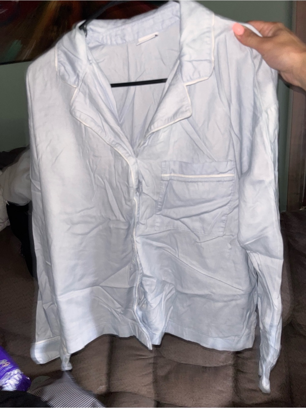 Sonoma Light Blue Women's Button-Front Pajama Top